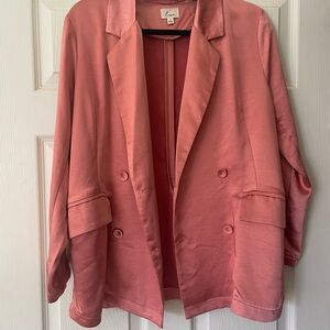 Women's Satin Pink Blazer Jacket & Pants